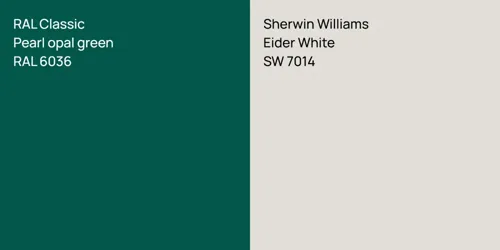 RAL 6036  Pearl opal green vs SW 7014 Eider White