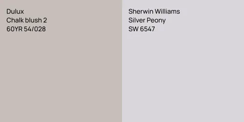 60YR 54/028 Chalk blush 2 vs SW 6547 Silver Peony