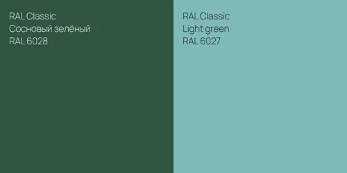 RAL 6028 Сосновый зелёный vs RAL 6027  Light green