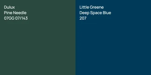 07GG 07/143 Pine Needle vs 207 Deep Space Blue