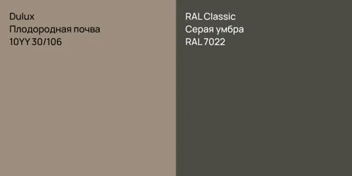 10YY 30/106 Плодородная почва vs RAL 7022 Серая умбра