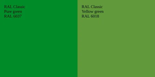 RAL 6037  Pure green vs RAL 6018  Yellow green