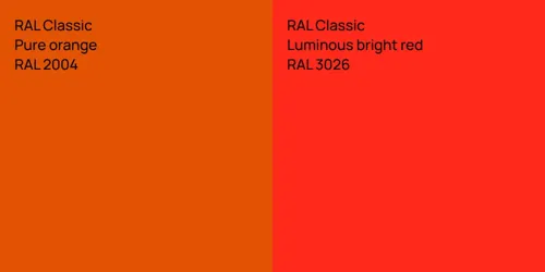 RAL 2004  Pure orange vs RAL 3026  Luminous bright red
