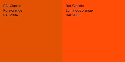RAL 2004  Pure orange vs RAL 2005  Luminous orange