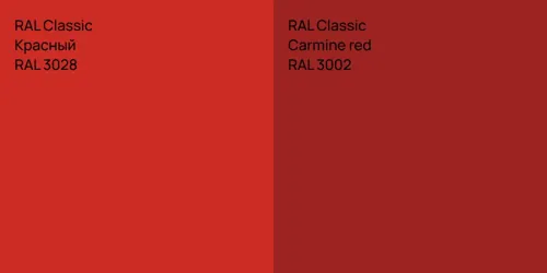 RAL 3028 Красный vs RAL 3002  Carmine red