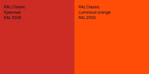 RAL 3028 Красный vs RAL 2005  Luminous orange