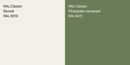 RAL 9010 Белый vs RAL 6011 Резедово-зеленый