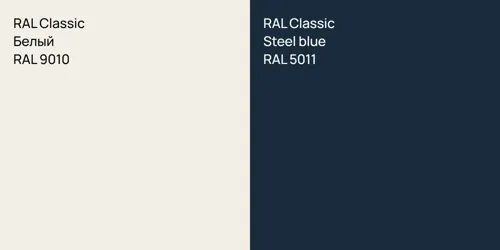 RAL 9010 Белый vs RAL 5011  Steel blue