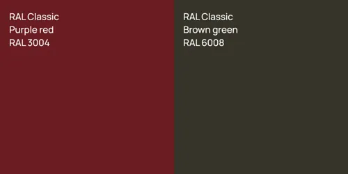 RAL 3004  Purple red vs RAL 6008  Brown green
