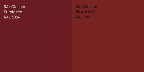 RAL 3004  Purple red vs RAL 3011  Brown red