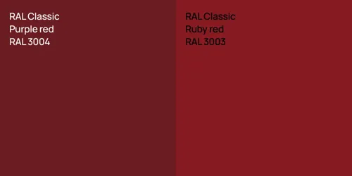 RAL 3004  Purple red vs RAL 3003  Ruby red
