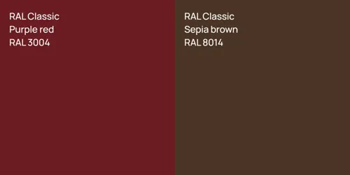 RAL 3004  Purple red vs RAL 8014  Sepia brown
