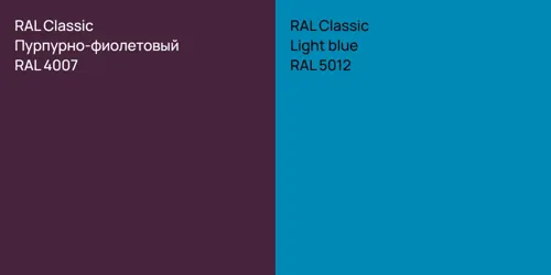 RAL 4007 Пурпурно-фиолетовый vs RAL 5012  Light blue
