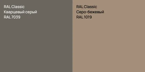 RAL 7039 Кварцевый серый vs RAL 1019 Серо-бежевый