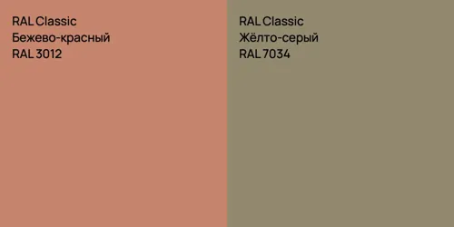 RAL 3012 Бежево-красный vs RAL 7034 Жёлто-серый