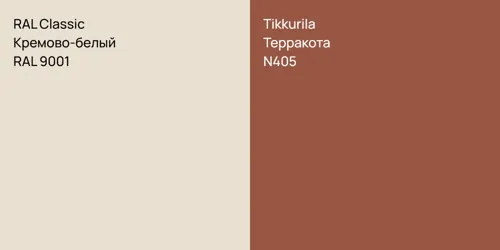 RAL 9001 Кремово-белый vs N405 Терракота