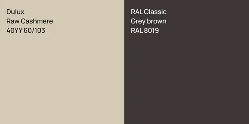 40YY 60/103 Raw Cashmere vs RAL 8019  Grey brown