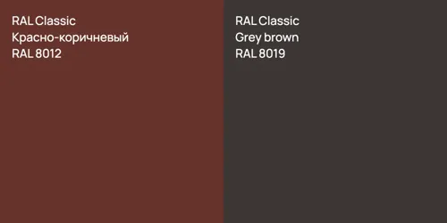 RAL 8012 Красно-коричневый vs RAL 8019  Grey brown