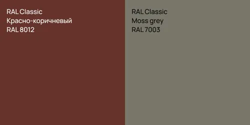 RAL 8012 Красно-коричневый vs RAL 7003  Moss grey