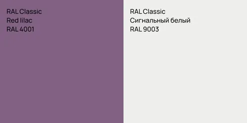 RAL 4001  Red lilac vs RAL 9003 Сигнальный белый