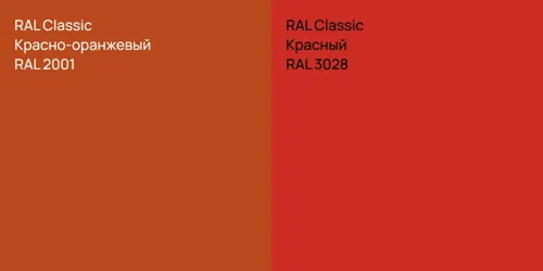 RAL 2001 Красно-оранжевый vs RAL 3028 Красный
