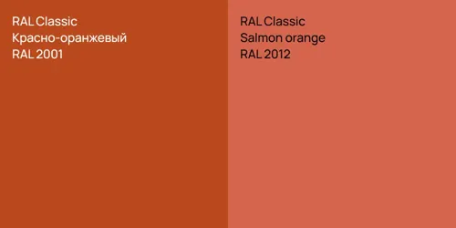 RAL 2001 Красно-оранжевый vs RAL 2012  Salmon orange