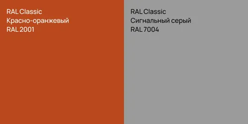 RAL 2001 Красно-оранжевый vs RAL 7004 Сигнальный серый