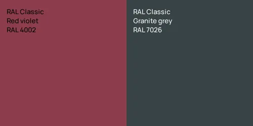 RAL 4002  Red violet vs RAL 7026  Granite grey