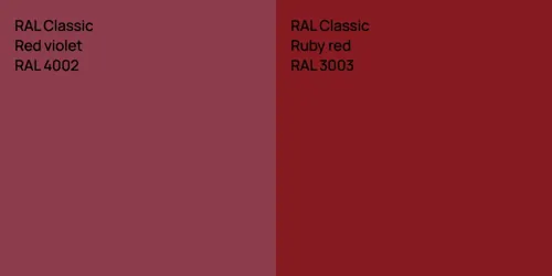 RAL 4002  Red violet vs RAL 3003  Ruby red