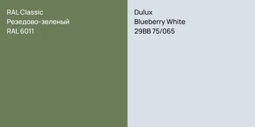 RAL 6011 Резедово-зеленый vs 29BB 75/065 Blueberry White