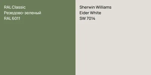 RAL 6011 Резедово-зеленый vs SW 7014 Eider White