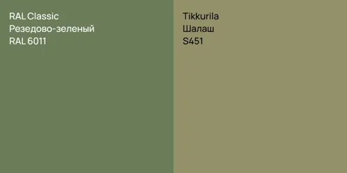 RAL 6011 Резедово-зеленый vs S451 Шалаш