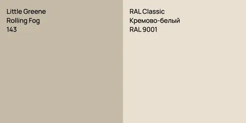 143 Rolling Fog vs RAL 9001 Кремово-белый