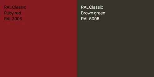 RAL 3003  Ruby red vs RAL 6008  Brown green