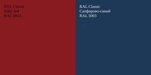 RAL 3003  Ruby red vs RAL 5003 Сапфирово-синий