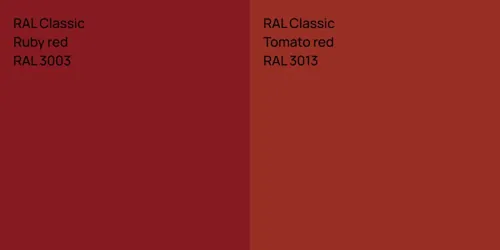 RAL 3003  Ruby red vs RAL 3013  Tomato red