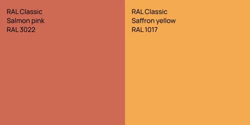 RAL 3022  Salmon pink vs RAL 1017  Saffron yellow