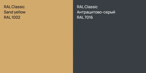 RAL 1002  Sand yellow vs RAL 7016 Антрацитово-серый