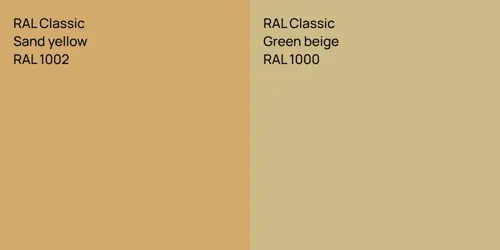 RAL 1002  Sand yellow vs RAL 1000  Green beige