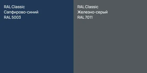 RAL 5003 Сапфирово-синий vs RAL 7011 Железно-серый