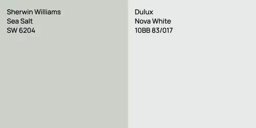 SW 6204 Sea Salt vs 10BB 83/017 Nova White