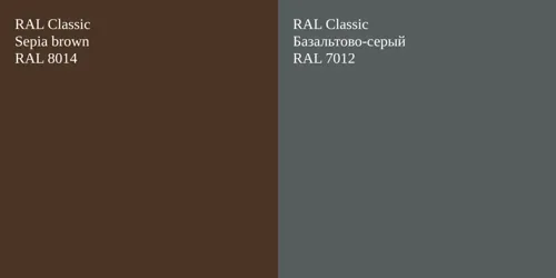RAL 8014  Sepia brown vs RAL 7012 Базальтово-серый
