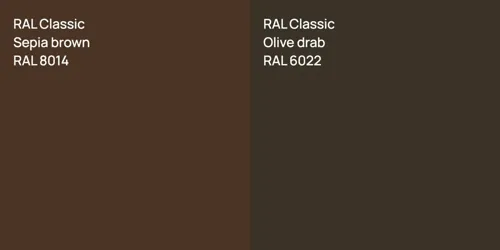 RAL 8014  Sepia brown vs RAL 6022  Olive drab