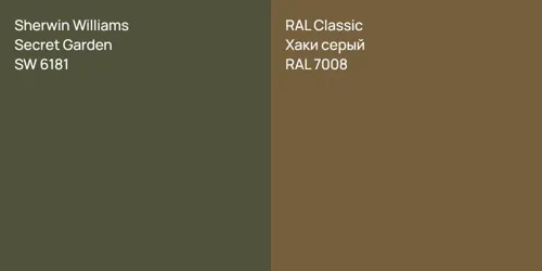 SW 6181 Secret Garden vs RAL 7008 Хаки серый