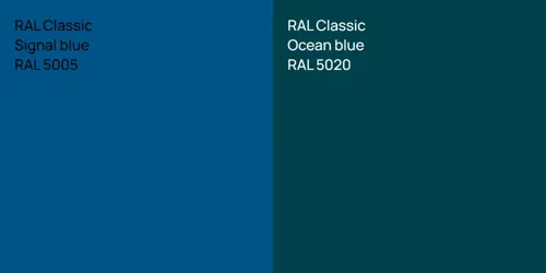 RAL 5005  Signal blue vs RAL 5020  Ocean blue
