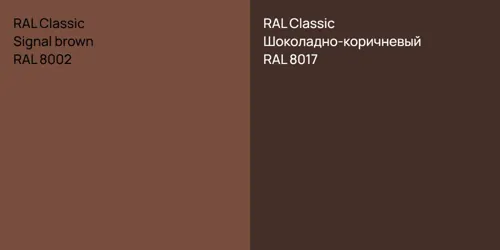 RAL 8002  Signal brown vs RAL 8017 Шоколадно-коричневый