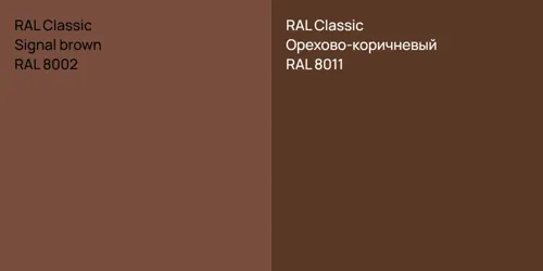 RAL 8002  Signal brown vs RAL 8011 Орехово-коричневый
