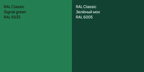RAL 6032  Signal green vs RAL 6005 Зелёный мох