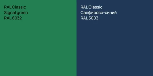 RAL 6032  Signal green vs RAL 5003 Сапфирово-синий