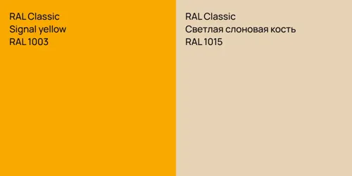 RAL 1003  Signal yellow vs RAL 1015 Светлая слоновая кость